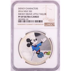 2016 Niue $2 Proof Disney Mickey-Brave Little Tailor Silver Coin NGC PF69 Ultra Cameo