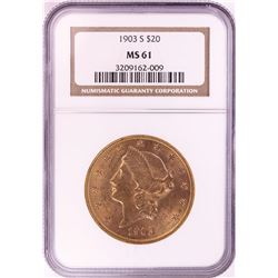 1903-S $20 Liberty Head Double Eagle Gold Coin NGC MS61