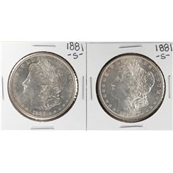 Lot of (2) 1881-S $1 Morgan Silver Dollar Coins