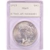 Image 1 : 1923 $1 Peace Silver Dollar Coin PCGS MS65 Green Rattler Holder