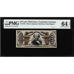 1863 Fifty Cents Third Issue Fractional Note Fr.1329 PMG Choice Uncirculated 64EPQ