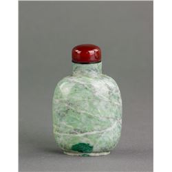 Chinese Green Hardstone Carved Snuff Bottle