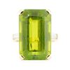 Image 2 : 29.90 ctw Emerald Cut Step Peridot And Diamond Ring - 14KT Yellow Gold