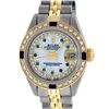 Image 2 : Rolex Ladies 2 Tone Yellow Gold MOP Sapphire String Diamond Datejust Wriswatch