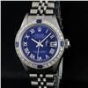 Rolex Ladies Stainless Steel Blue Diamond & Sapphire 18K Gold Bezel Datejust