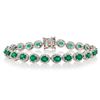 7.64 ctw Emerald and 2.63 ctw Diamond 14K White Gold Bracelet