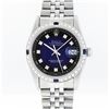 Rolex Mens Stainless Steel Blue Vignette Diamond & Sapphire Datejust Wristwatch