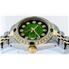 Image 2 : Rolex Ladies 2 Tone Yellow Gold Green Vignette Diamond Datejust Wristwatch