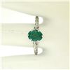 Image 4 : 14k White Gold 1.38 ctw Prong Set Oval Cut Emerald Filigree Solitaire Ring