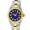 Image 2 : Rolex Ladies 2 Tone Yellow Gold Blue Vignette Diamond Datejust Wristwatch