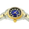 Image 3 : Rolex Ladies 2 Tone Yellow Gold Blue Vignette Diamond Datejust Wristwatch