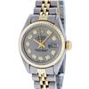 Rolex Ladies 2 Tone Yellow Gold Slate Grey Diamond 26MM Datejust Wristwatch