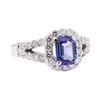 1.89 ctw Blue Sapphire And Diamond Ring - 18KT White Gold