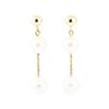 Image 1 : Double Pearl Dangle Earrings - 14KT Yellow Gold