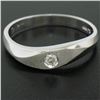 Image 2 : Men's Textured 14K White Gold Bead Set Round Diamond Solitaire Band Ring Sz 9.5