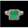 Image 2 : 2.54 ctw Emerald and Diamond Ring - 14KT White Gold