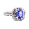 2.44 ctw Sapphire And Diamond Ring - 14KT White Gold