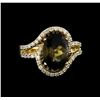 Image 2 : 4.85 ctw Tourmaline and Diamond Ring - 14KT Yellow Gold