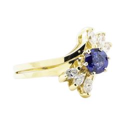 1.21 ctw Sapphire And Diamond Ring And Band - 14KT Yellow Gold