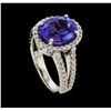 Image 4 : 5.10 ctw Tanzanite and Diamond Ring - 14KT White Gold