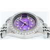 Image 4 : Rolex Ladies Stainless Steel Quickset Purple String Diamond Lugs Datejust Wristw