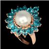 Image 2 : Natural Pearl & Paraiba Blue Apatite Ring