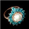 Image 3 : Natural Pearl & Paraiba Blue Apatite Ring