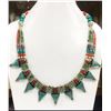 Image 1 : Tibet Hand Made Turquoise & Coral Necklace