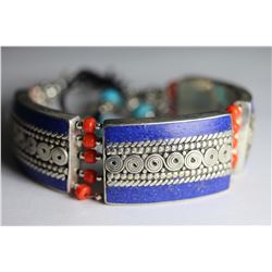 Tibet Hand Made Lapiz Lazuli & Coral Bracelet