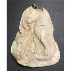 Hand Carved Antler Dragon Pendant