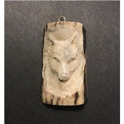 Hand Carved Antler Wolf Pendant