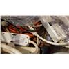 Image 2 : BOX OF POWER BARS, EXTENTION CORDS, TROUBLE LIGHT