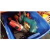 Image 2 : BLACK TOOLBOX AND BLUE TOTE OF POWER TOOLS