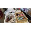 Image 1 : Box and two tote of office supplies and crafts supplies