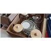 Image 2 : JOHNSON BROS STONEWARE, 3 CANNISTERS AND ETCHED GLASSES