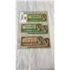 Image 1 : 5  1954 CANADIAN BILLS - 3 1 DOLLAR BILLS AND 2  DOLLAR BILLS
