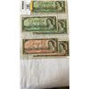 Image 4 : 5  1954 CANADIAN BILLS - 3 1 DOLLAR BILLS AND 2  DOLLAR BILLS
