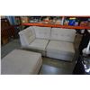 Image 1 : Small 2 piece sectional couch with two ottomans