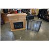 Image 1 : OAK FIREPLACE MANTLE WITH ELECTRIC FIREPLACE