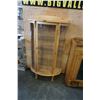 Image 1 : PINE BOWED GLASS DISPLAY CASE APPROX 5 FOOT TALL