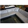 Image 8 : BRAND NEW OUTDOOR RATTAN SECTIONAL 114"x89", ALUMINUM FRAME, LIGHT GREY CUSHIONS W/ GLASS TOP COFFEE