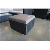 Image 2 : NEW OUTDOOR BALCK RATTAN OTTOMAN WITH DARK GREY CUSHION - RETAIL $149