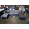 Image 2 : BRAND NEW RATTAN OUTDOOR 6 PIECE MODULAR SECTIONAL SOFA AND COFFEE TABLE W/ DARK GREY CUSHIONS - RET