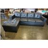 Image 2 : BRAND NEW GREY AIR LEATHER 2 PC SECTIONAL SOFA W/ CUPHOLDERS, AND REMOVABLE PILLOW BACKS, RETAIL $13