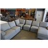 Image 8 : BRAND NEW LIGHT GREY FABRIC 5 PIECE MODULAR AND REVERSIBLE SECTIONAL SOFA - RETAIL $3699
