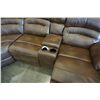 Image 8 : BRAND NEW BROWN AIR LEATHER STUDDED 3PC RECLINING SECTIONAL SOFA W/ CONSOLE - RETAIL $2599