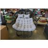 Image 2 : BRAND NEW OUTDOOR DOUBLE FOLDABLE HANGING CHAIR W/ LIGHT GREY CUSHIONS - RETAIL $1969 AND RATED FOR 