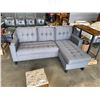 Image 2 : BRAND NEW GREY FABRIC REVERSIBLE SECTIONAL SOFA WITH REMOVABLE TUFTED PILLOW BACKS, RETAIL $999 78 I
