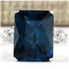 Image 1 : 7.30 CTW Natural London Blue Topaz And Diamond Ring In18K Solid White Gold