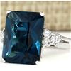 Image 2 : 7.30 CTW Natural London Blue Topaz And Diamond Ring In18K Solid White Gold